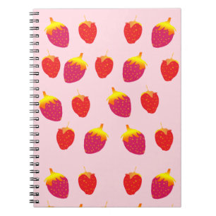 Caderno espiral vermelho de Straberries