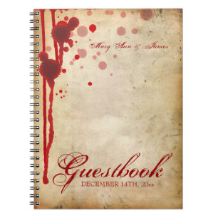 Caderno Espiral Vermelho do sangue da falsificação do Guestbook do