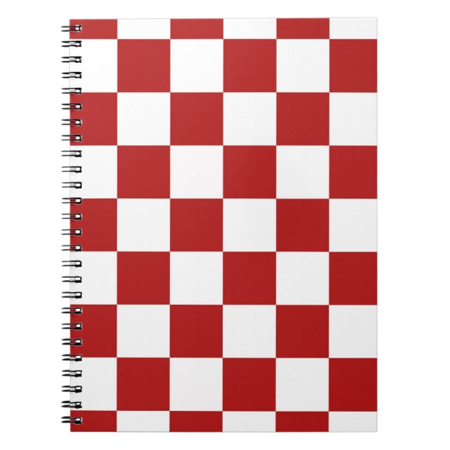 Caderno Espiral Vermelho e branco Checkered (Frente)