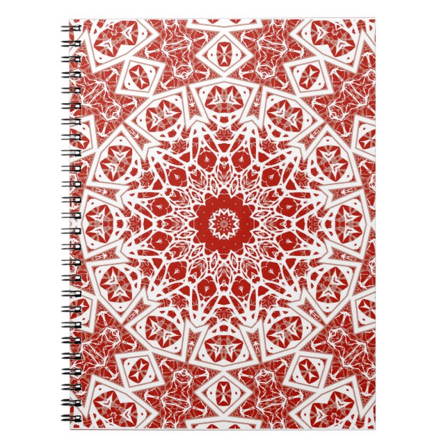 Caderno Espiral vermelho e branco, etnia bandana (Frente)