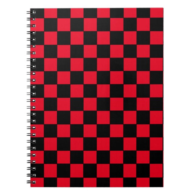 Caderno Espiral Vermelho e Preto Verificados (Frente)