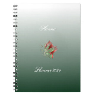 Caderno espiral vermelho e verde elegante