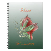 Caderno Espiral Vermelho e Verde Elegante