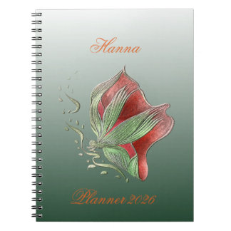 Caderno Espiral Vermelho e Verde Elegante