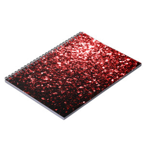 Caderno Espiral Vermelho Escuro brilho Glitter glamour