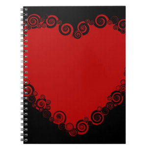 Caderno Espiral Vermelho Namorados Romântico