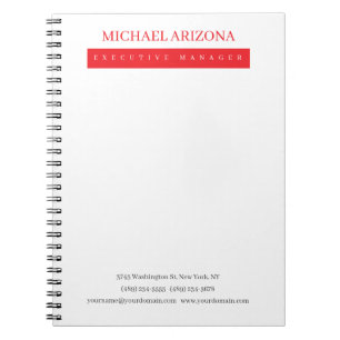 Caderno Espiral Vermelho Preto e Branco Minimalista Simples Modern