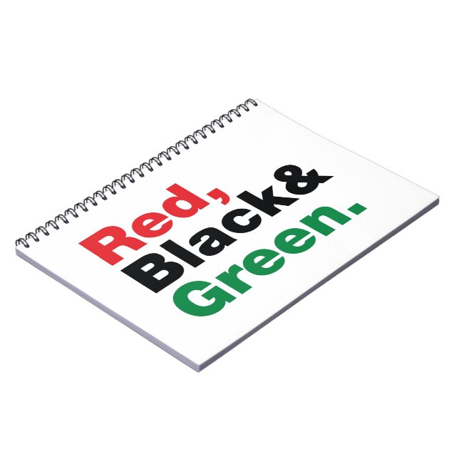 Caderno Espiral Vermelho, Preto e Verde. (Left Side)