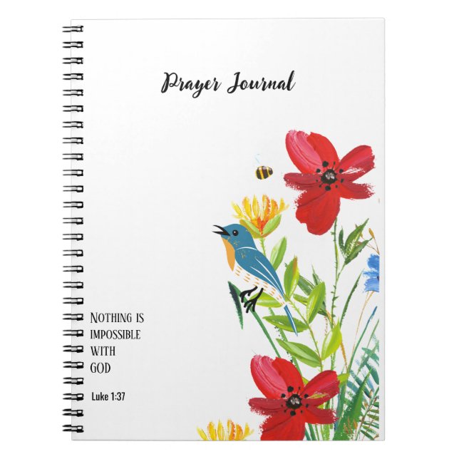 Caderno Espiral Verso de Escritura PERSONALIZADO Luke 1:37 - Diári (Frente)