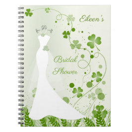 Caderno Espiral Vestido de casamento, shamrock em um Chá de panela