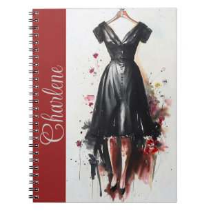 Caderno Espiral Vestido Preto e Branco Vitoriano Clássico Vintage
