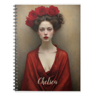 Caderno Espiral Vestido Vermelho e Flores