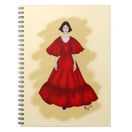 Caderno Espiral Vestido Vermelho Escultural com Humor Minimalista