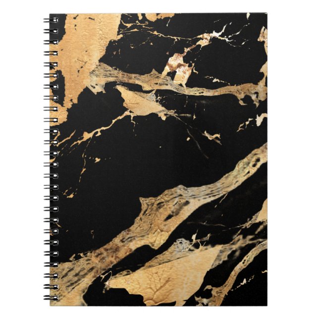 Caderno Espiral Vestígios ouros sobre a textura luxuosa Abstrato d (Frente)