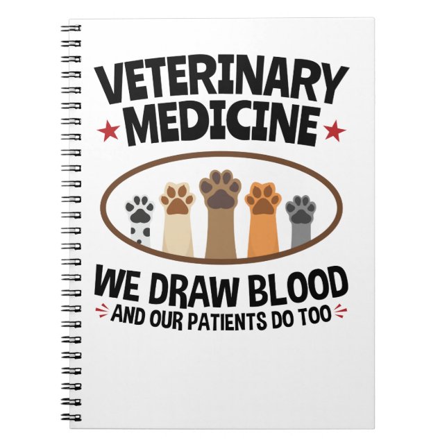 Caderno Espiral Vet Tech Veterinarian Funny Draw Blood Quote (Frente)
