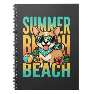 Caderno Espiral Vetor de férias de cão na praia de verão