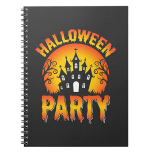 Caderno Espiral Vetor de Festa de Casa Assombrada de Halloween