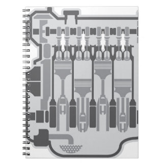 Caderno Espiral vetor do motor de 4 cilindros