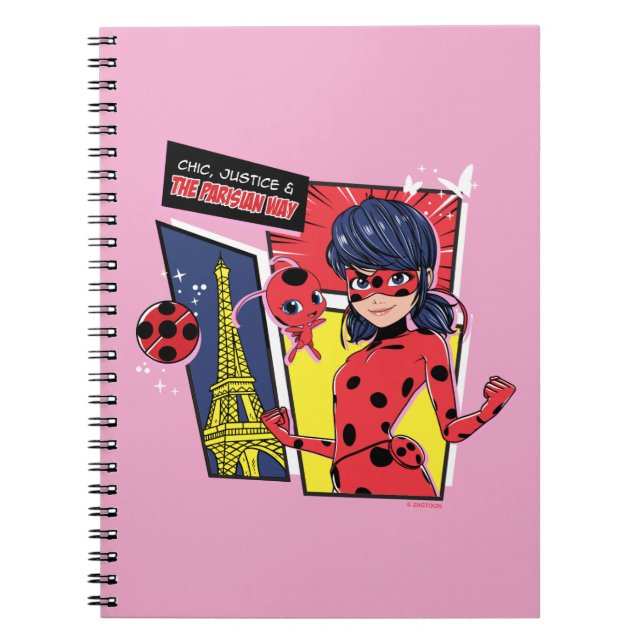 Caderno Espiral Via Parisiense de Ladybug em Quadrinhos Miraculoso (Frente)