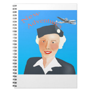 Caderno Espiral viagem aérea 1050's Stewrdess