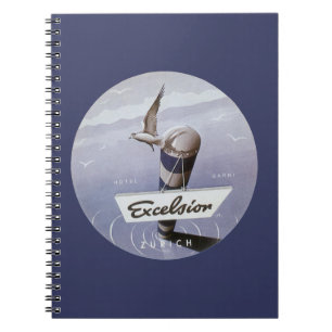 Caderno Espiral Viagem Antiga Hotel Excelsior Zurique Suíça