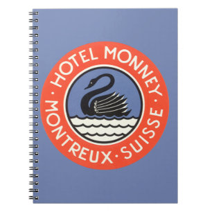 Caderno Espiral Viagem Antiga, Hotel Swan Bird Monney Suíça