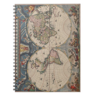 Caderno Espiral Viagem Antiquado do Mundo do Mapa