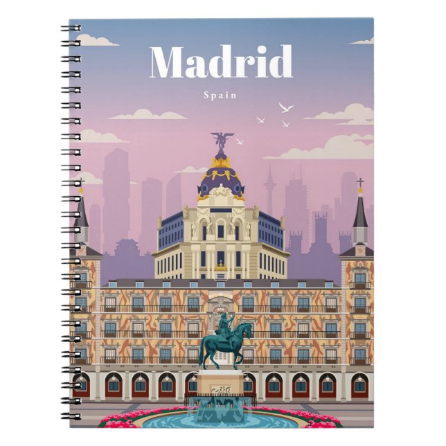 Caderno Espiral Viagem Art Viagem Para A Espanha Madrid (Frente)