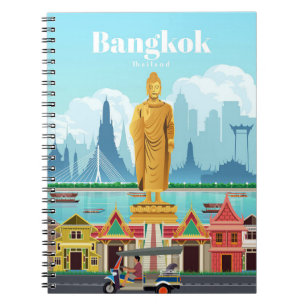 Caderno Espiral Viagem Art Viagem Para Bangkok