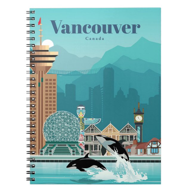 Caderno Espiral Viagem Art Viagem Para Vancouver (Frente)