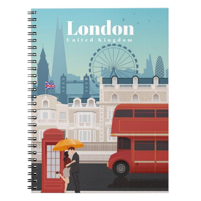 Caderno Espiral Viagem Art Viagem to London Inglaterra (Frente)