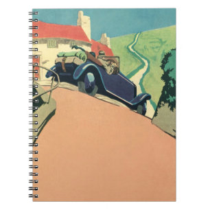 Caderno Espiral Viagem de carro conversível antigo no campo