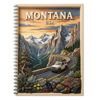 Caderno Espiral Viagem de Carro por Montana Parque Nacional Glacie