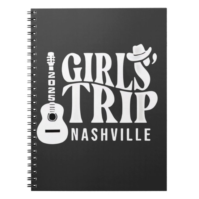Caderno Espiral Viagem de Meninas Nashville 2025 Férias de Verão  (Frente)
