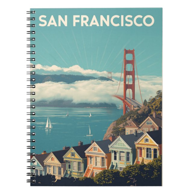Caderno Espiral Viagem do Vintage San Francisco (Frente)