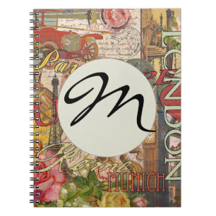Caderno Espiral Viagem Europeu Vintage Londres Paris