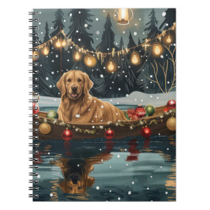 Caderno Espiral Viagem Festiva de Natal do Golden Retriever