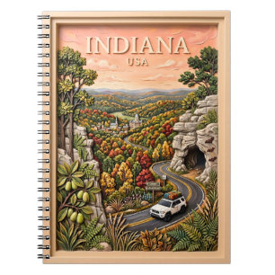 Caderno Espiral Viagem pela Estrada da Natureza em Indiana EUA Flo