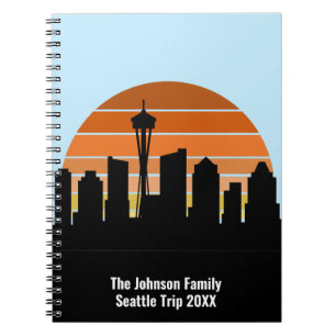 Caderno Espiral Viagem Personalizada da Família Sunset Skyline Sky