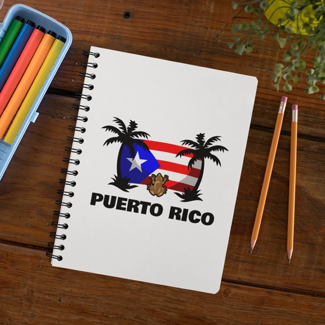 Caderno Espiral Viagem Sapo de Coqui Porto Rico (puerto rico national flag travel notebook)
