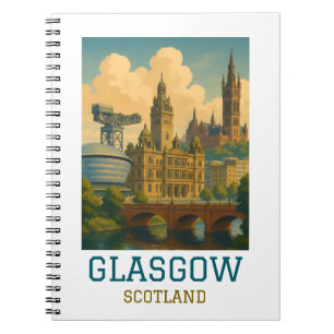 Caderno Espiral Viagem Vintage Glasgow Escócia