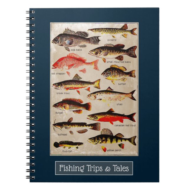 Caderno Espiral Viagens de pesca & viagem personalizado carta dos (Frente)