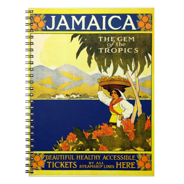 Caderno Espiral Viagens vintage da Poster: Jamaica (Frente)