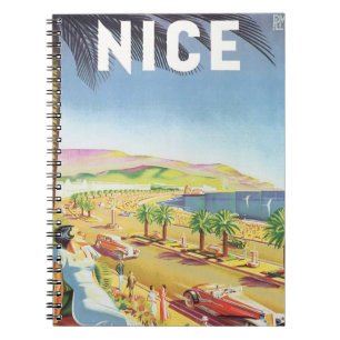 Caderno Espiral Viagens vintage, Nice, França, Riviera