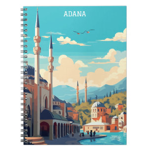 Caderno Espiral Viagens vintage Retro Adana Turquia