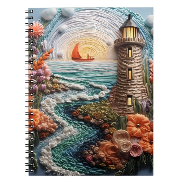 Caderno Espiral Vias navegáveis e Farol 3D (Frente)
