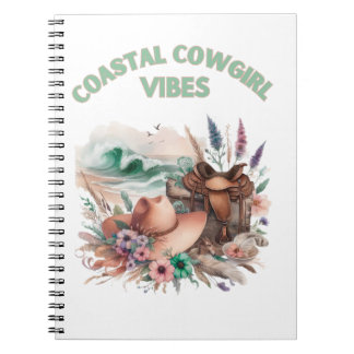 Caderno Espiral Vibes de cowgirl costeira, capuz floral feminino