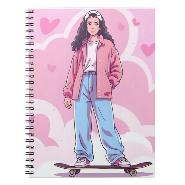 Caderno Espiral Víblias de Skater - Colagem Estética de Pastel (Frente)