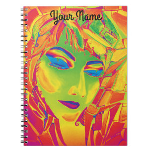 Caderno Espiral Víblias femininas aquáticas em cores elétricas