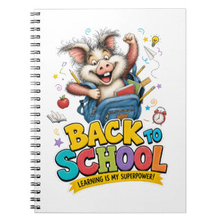 Caderno Espiral Vibração de Superpoder do Porquinho Engraçado